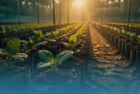 Healthy seedlings grown with EcoRic biological plant nutrition solutions